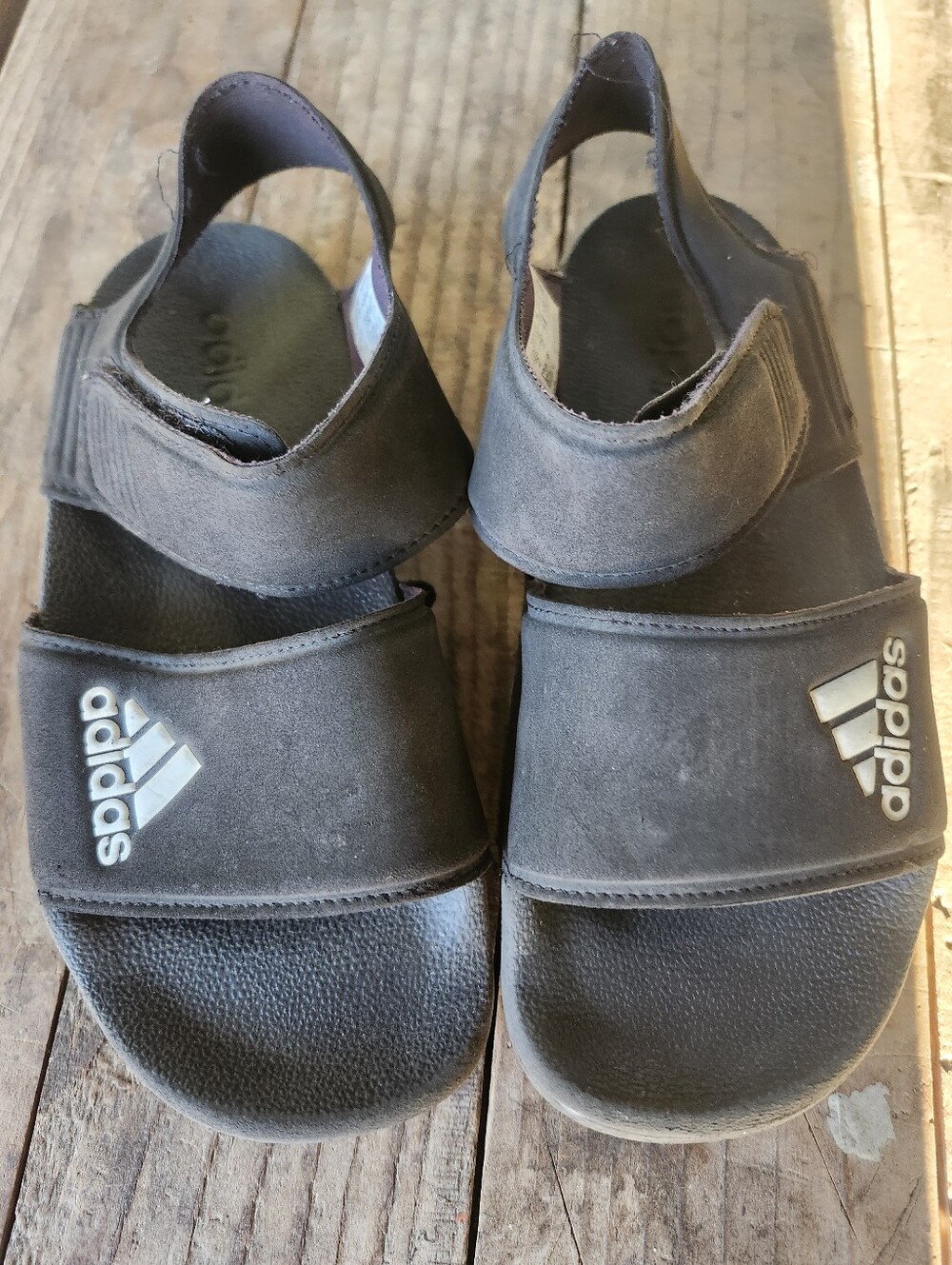 adidas Youth Black Slip-On Sandal with Heel Strap